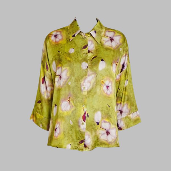 Three-Quarter Sleeve Floral Relaxed Shirt
