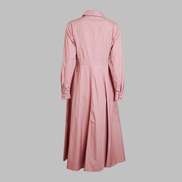 Round neck long sleeve pleated midi dress - Image 2