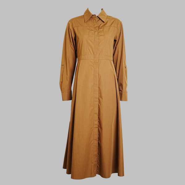 Round neck long sleeve pleated midi dress - Image 5