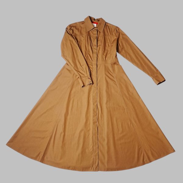 Round neck long sleeve pleated midi dress - Image 7