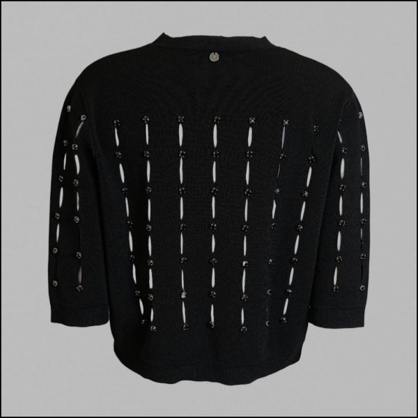 Stretch Viscose Jumper Top with Rhinestone - Image 2
