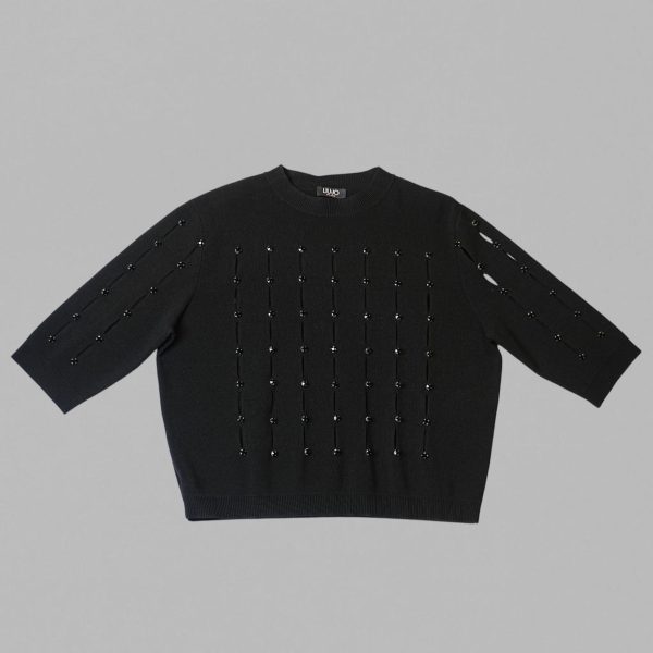 Stretch Viscose Jumper Top with Rhinestone - Image 3