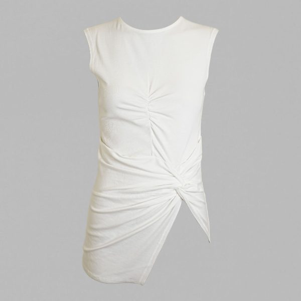 Draped Cotton Sleeveless Top