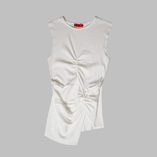 Draped Cotton Sleeveless Top - Image 3