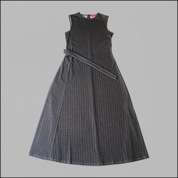 Pinstripe Chic Midi Dress - Image 3