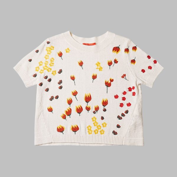 Floral embroidery crew neck t-shirt - Image 6
