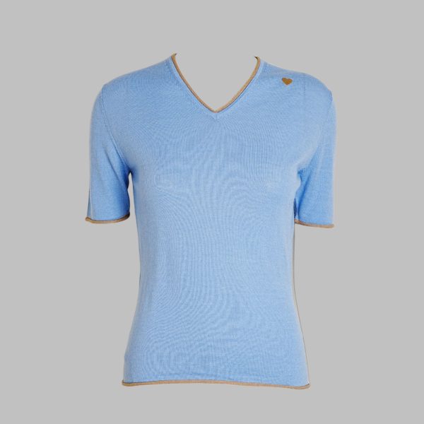 V-neck short sleeve knitted t-shirt