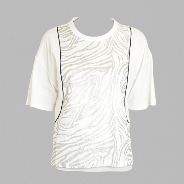 Metallic Zebra Print Crew Neck T-Shirt