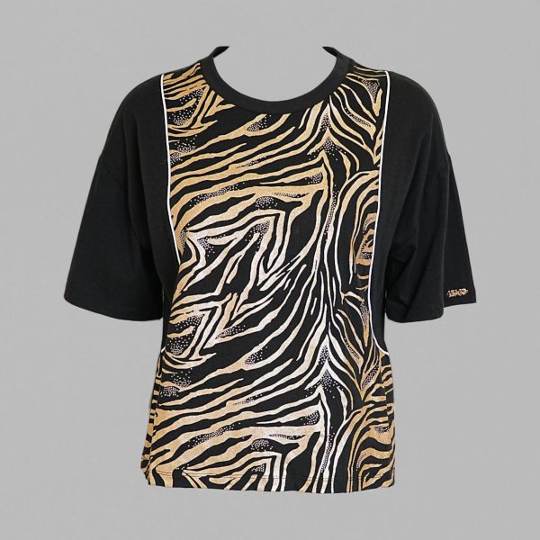 Metallic Zebra Print Crew Neck T-Shirt - Image 2