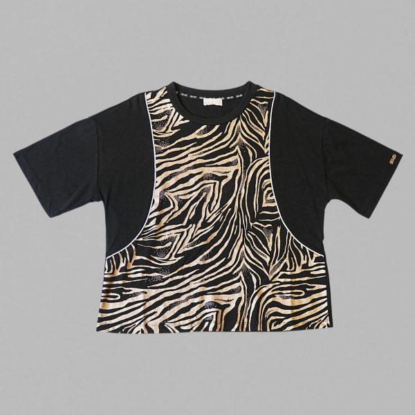 Metallic Zebra Print Crew Neck T-Shirt - Image 4