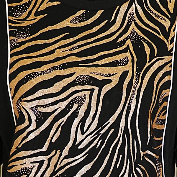 Metallic Zebra Print Crew Neck T-Shirt - Image 5
